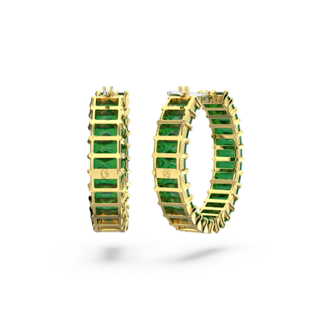 Resim Matrix halka küpeler, Baget kesim, Yeşil, Altın rengi kaplama