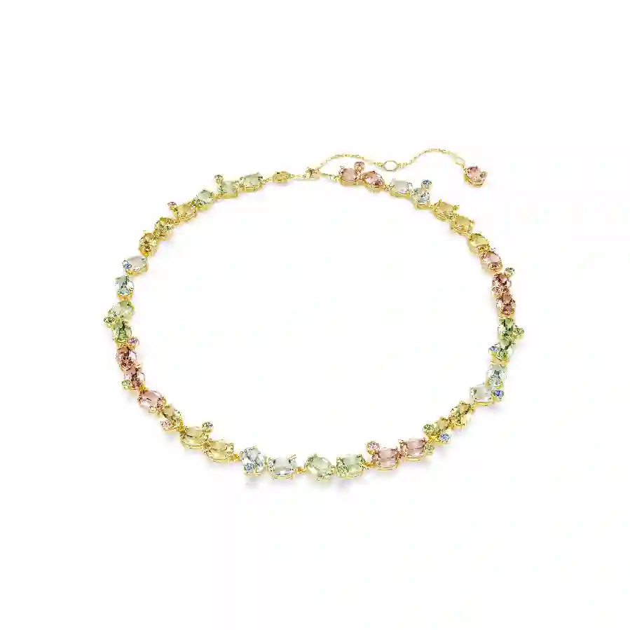 Resim Gema Tennis kolye, Karışık kesimler, Çok renkli, Altın rengi kaplama