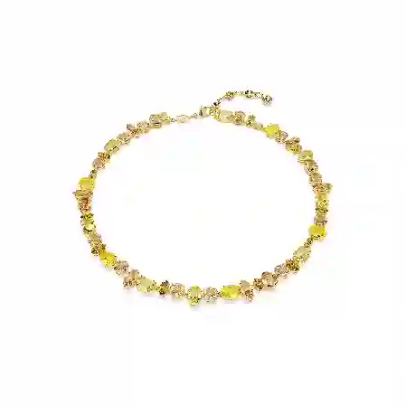 Resim Gema Tennis kolye, Karışık kesimler, Sarı, Altın rengi kaplama