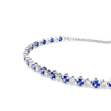 Resim Matrix Tennis bileklik, Karışık yuvarlak kesimler, Mavi, Rodyum kaplama