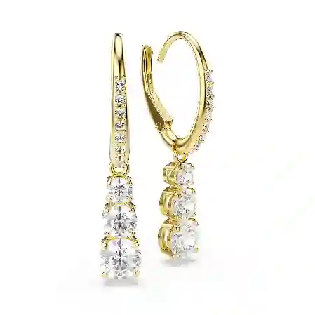 Resim Stilla Attract halka küpeler, Yuvarlak kesim, Beyaz, Altın rengi kaplama