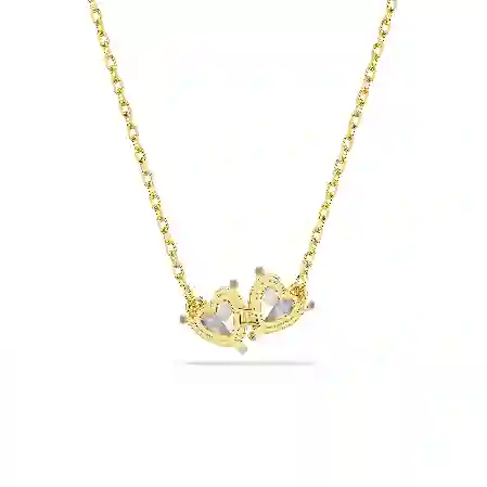 Resim Mesmera Attract Kolye, Kalp, Beyaz, Altın rengi kaplama