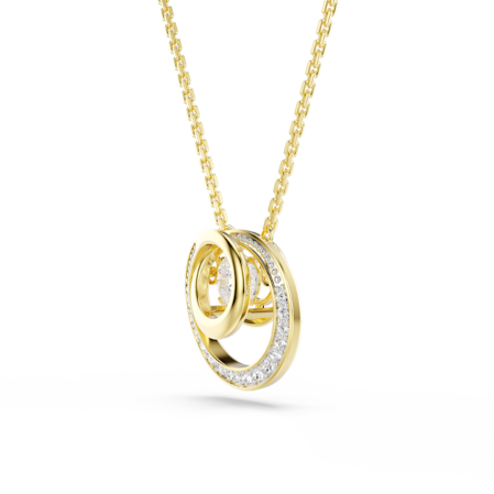 Resim Hyperbola Kolye, Yuvarlak kesim, Beyaz, Altın rengi kaplama