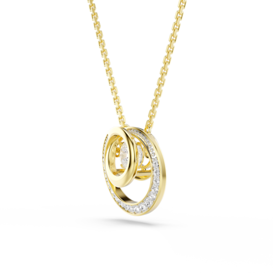 Resim Hyperbola Kolye, Yuvarlak kesim, Beyaz, Altın rengi kaplama