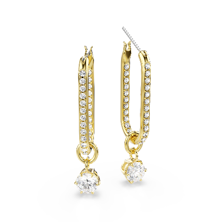 Resim Constella damla küpeler, Yuvarlak kesim, Beyaz, Altın rengi kaplama