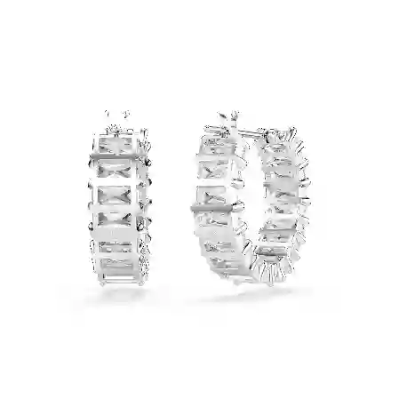 Resim Matrix halka küpeler, Baget kesim, Beyaz, Rodyum kaplama