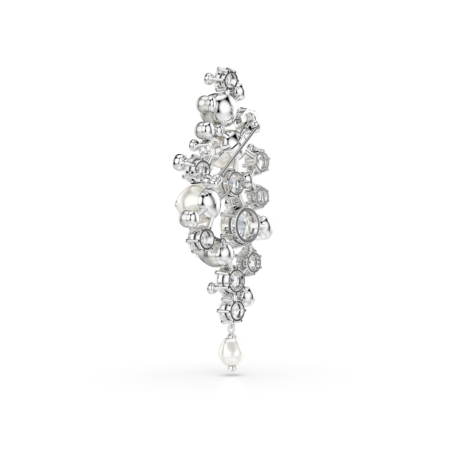 Resim Constella Broş, Kristal inci, Yuvarlak kesim, Beyaz, Rodyum kaplama