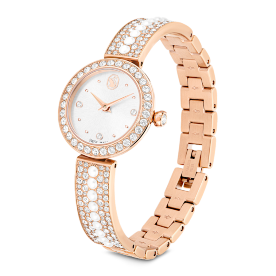 Resim Matrix Pearl Halka bileklik saat, İsviçre Üretimi, Kristal bileklik, Pembe altın rengi yüzey