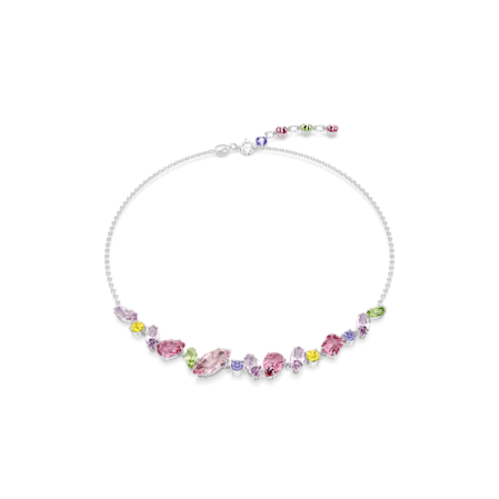 Resim Gema Kolye, Karışık kesimler, Çok renkli, Rodyum kaplama