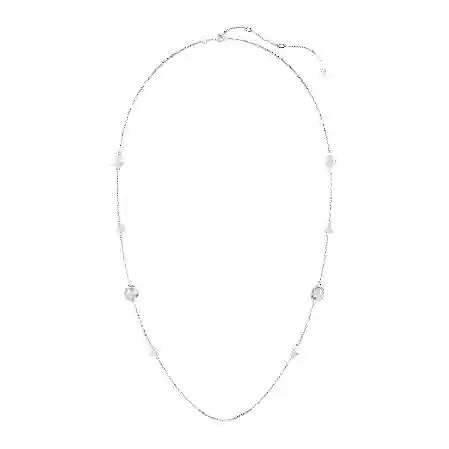 Resim Snake Dizi Kolye, Kristal inci, Karışık kesimler, Yılan Yılı, Beyaz, Rodyum kaplama