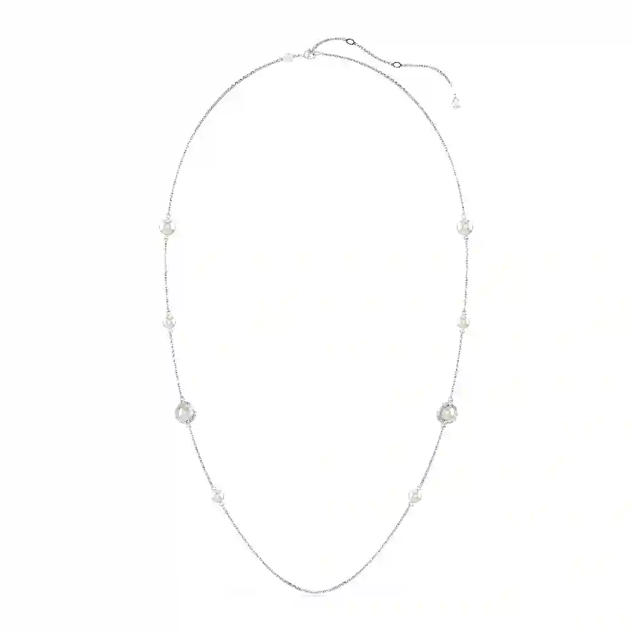 Resim Snake Dizi Kolye, Kristal inci, Karışık kesimler, Yılan Yılı, Beyaz, Rodyum kaplama