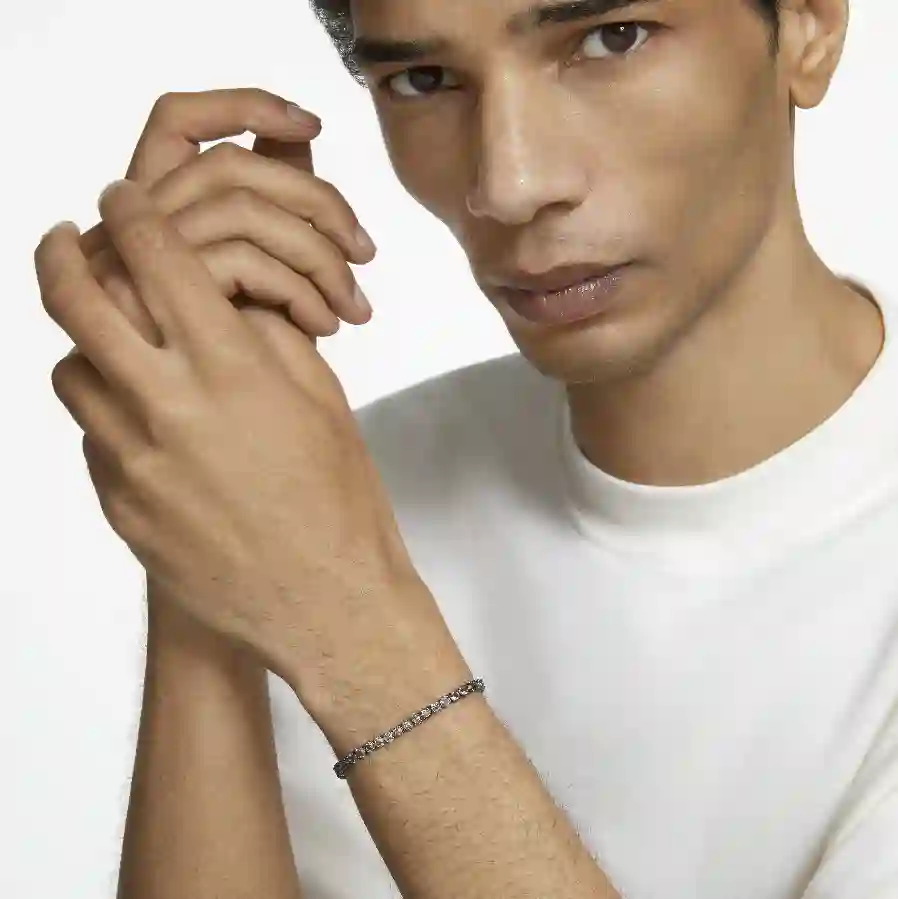 Resim Matrix Tennis Bileklik, Yuvarlak kesim, Gri, Rutenyum kaplama