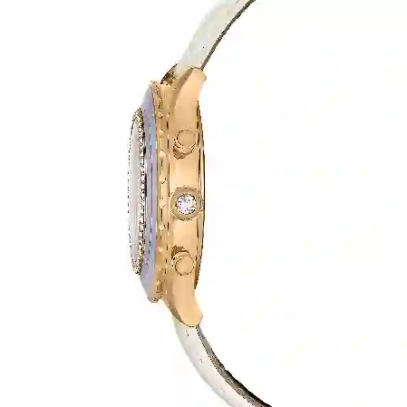 Resim Octea Chrono Saat, İsviçre Üretimi, Deri kayış, Beyaz, Pembe altın rengi yüzey