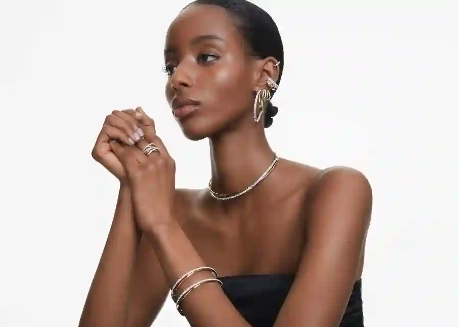 Resim Matrix halka küpeler, Yuvarlak kesim, Beyaz, Rodyum kaplama