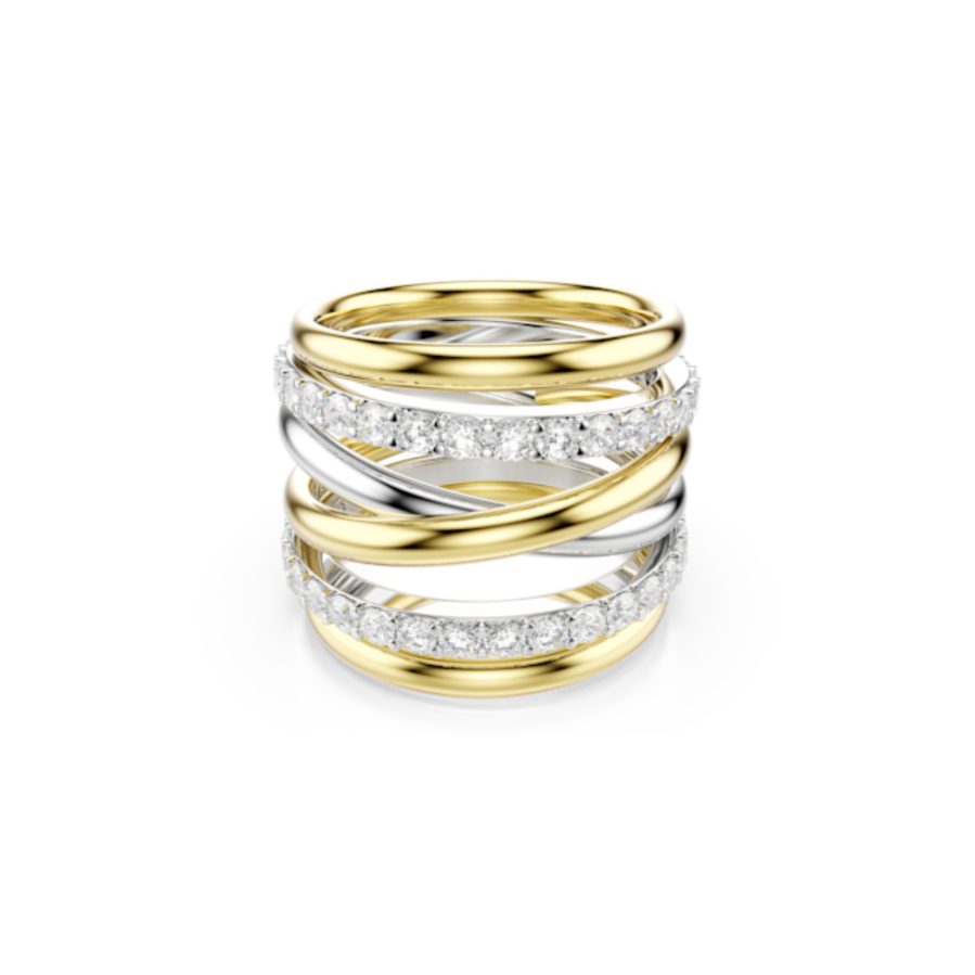 Resim Hyperbola Kokteyl Yüzüğü, Yuvarlak kesim, Beyaz, Karışık metal yüzey