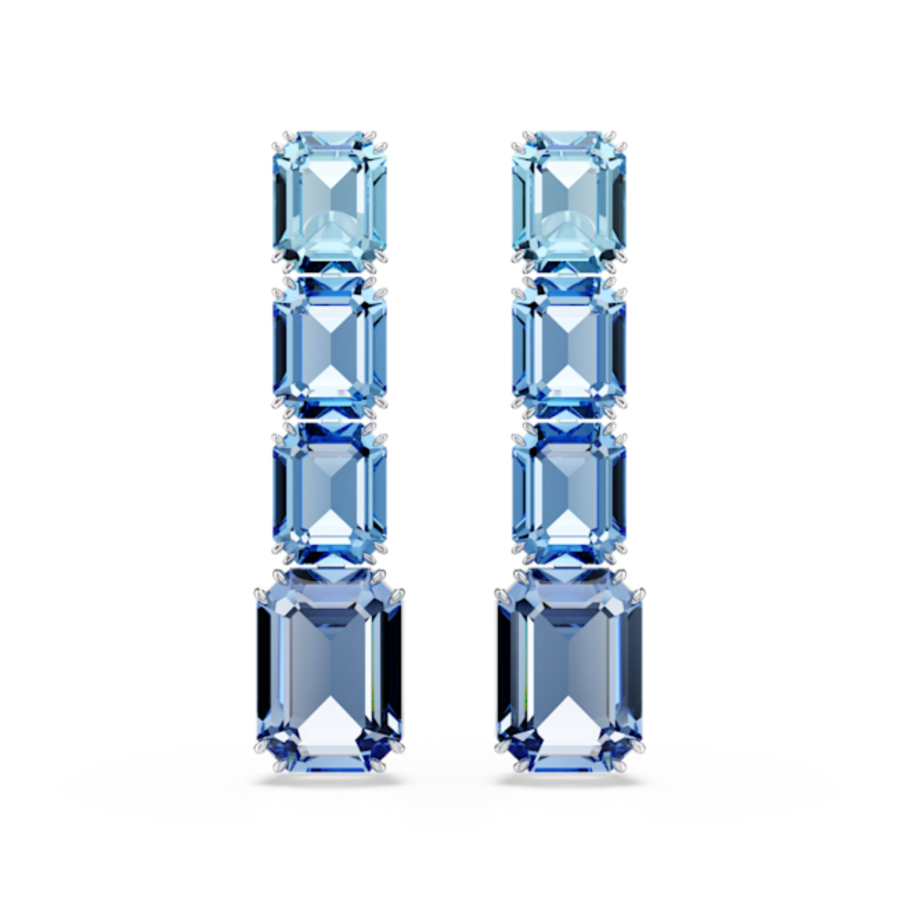 Resim Millenia damla küpeler, Sekizgen kesim, Renk geçişli, Mavi, Rodyum kaplama