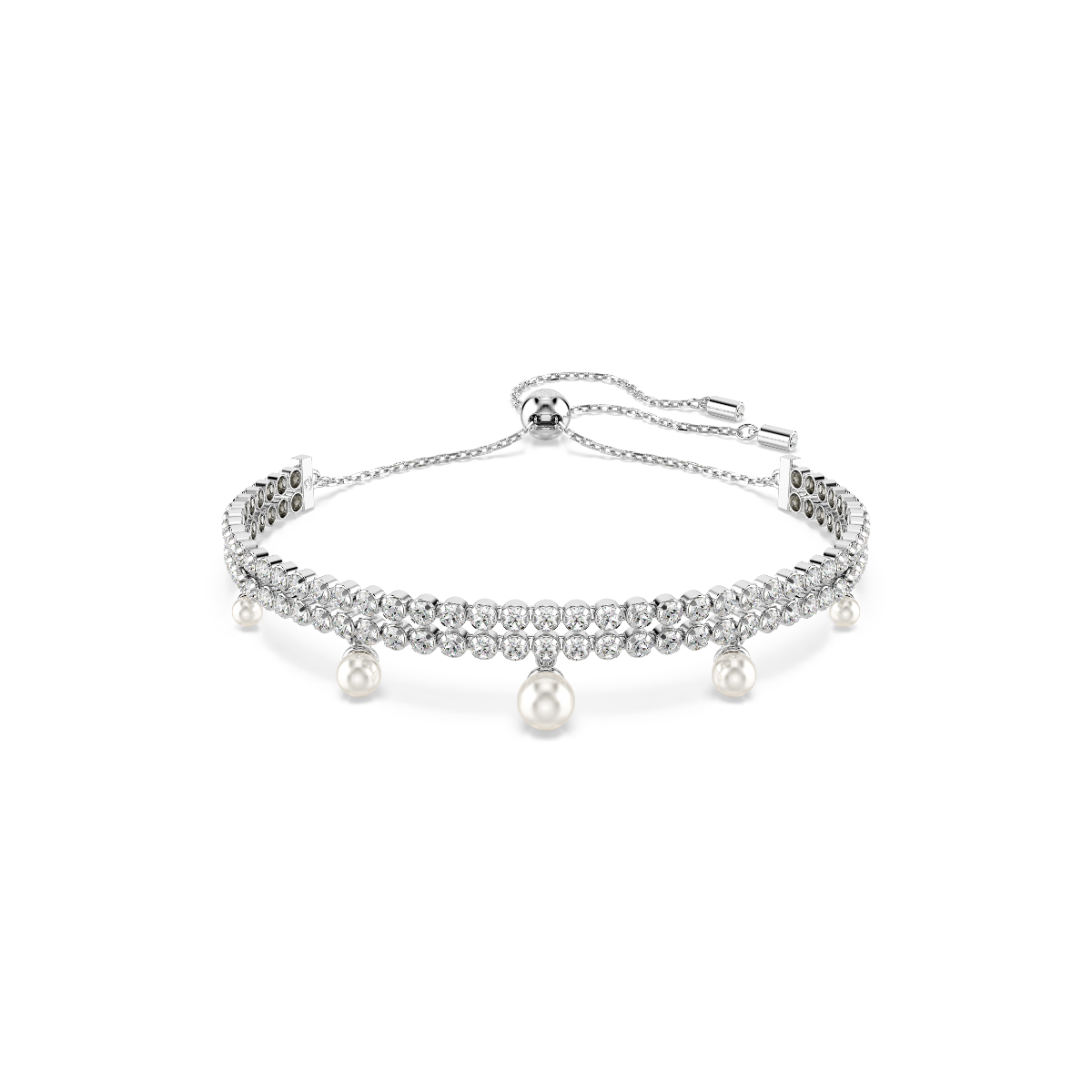 Resim Ariana Grande x Swarovski Bileklik, Kristal inci, Yuvarlak kesim, Beyaz, Rodyum kaplama