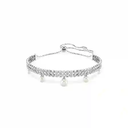 Resim Ariana Grande x Swarovski Bileklik, Kristal inci, Yuvarlak kesim, Beyaz, Rodyum kaplama