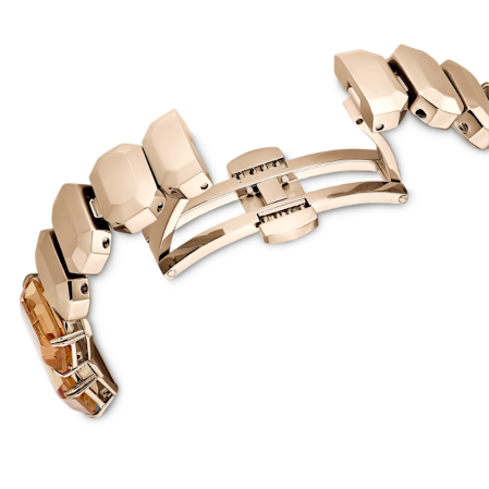 Resim Saat, Sekizgen kesim bileklik, Kahverengi, Şampanya altın rengi yüzey