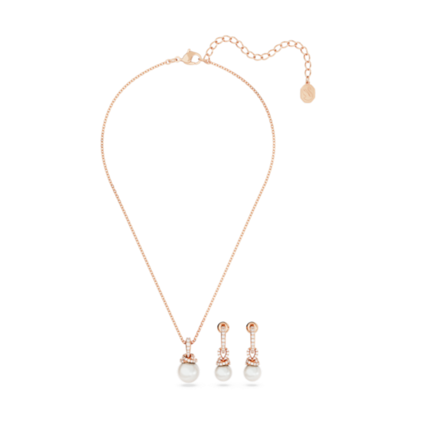 Resim Originally Set, Kristal inci, Beyaz, Pembe altın rengi kaplama