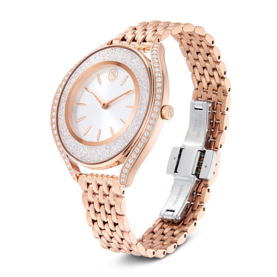 Resim Crystalline aura Saat, İsviçre Üretimi, Metal bileklik, Rose Altın tonu, Pembe altın rengi yüzey