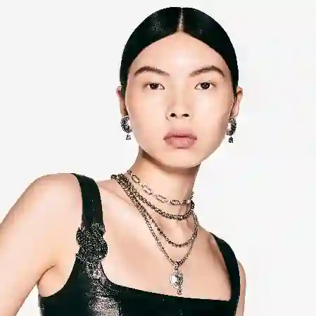 Resim Swan Gerdanlık ve broş, Kristal inci, Kuğu, Siyah, Rutenyum kaplama