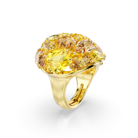 Resim Gema Kokteyl Yüzüğü, Karışık kesimler, Sarı, Altın rengi kaplama