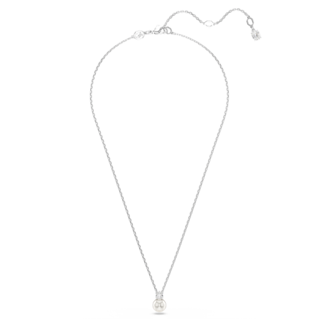 Resim Matrix Kolye, Kristal inci, Yuvarlak kesim, Beyaz, Rodyum kaplama