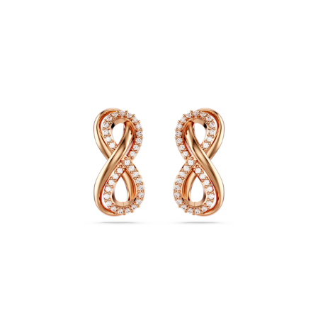 Resim Hyperbola düğme Küpeler, Infinity, Beyaz, Pembe altın rengi kaplama