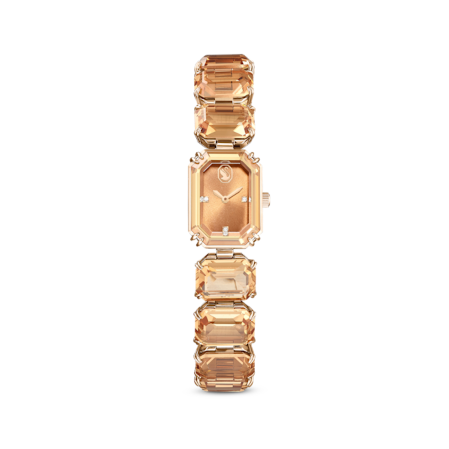 Resim Saat, Sekizgen kesim bileklik, Kahverengi, Şampanya altın rengi yüzey