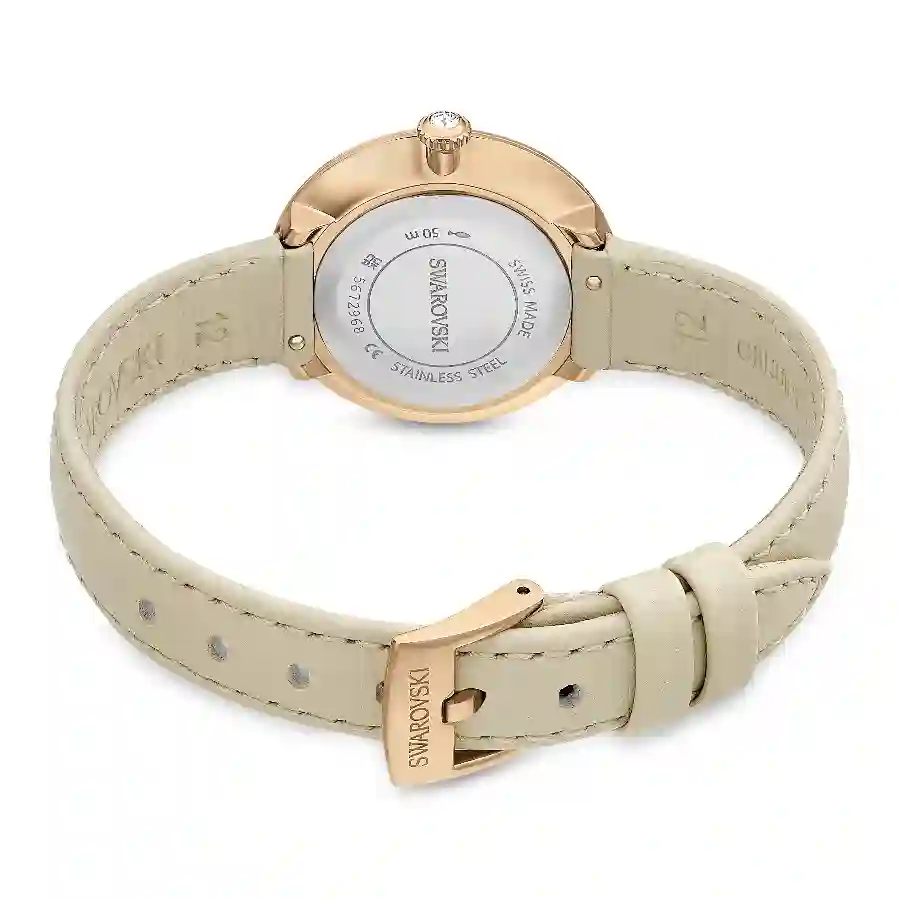 Resim Matrix tennis 7-link Saat, İsviçre Üretimi, Deri kayış, Gri, Pembe altın rengi yüzey