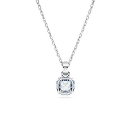 Resim Birthstone Kolye, Kare kesim, Mart, Mavi, Rodyum kaplama