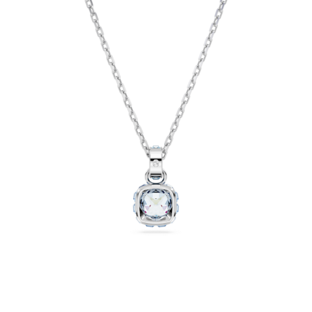 Resim Birthstone Kolye, Kare kesim, Mart, Mavi, Rodyum kaplama