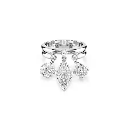 Resim Dextera Yüzük, Set (2), Küre ve küp, Beyaz, Rodyum kaplama