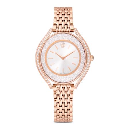 Resim Crystalline aura Saat, İsviçre Üretimi, Metal bileklik, Rose Altın tonu, Pembe altın rengi yüzey