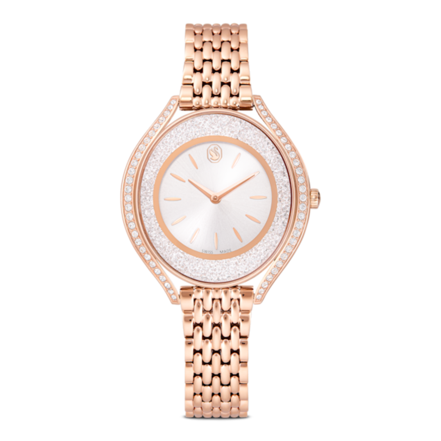 Resim Crystalline aura Saat, İsviçre Üretimi, Metal bileklik, Rose Altın tonu, Pembe altın rengi yüzey