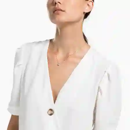 Resim Stilla Attract Kolye, Kare kesim, Beyaz, Pembe altın rengi kaplama