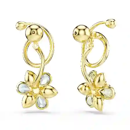 Resim Idyllia damla küpeler, Asimetrik tasarım, Karışık kesimler, Çiçek, Çok renkli, Altın rengi kaplama