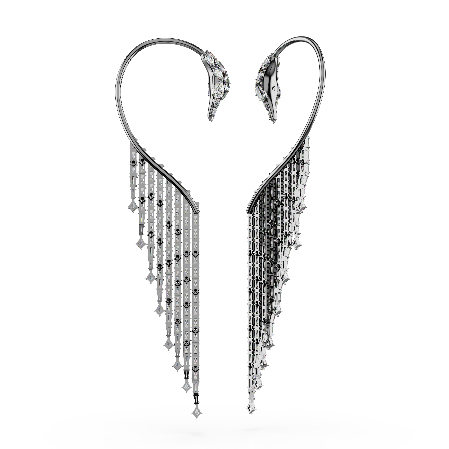 Resim The Vienna Collection kelepçe küpe, Kuğu, Beyaz, Rutenyum kaplama