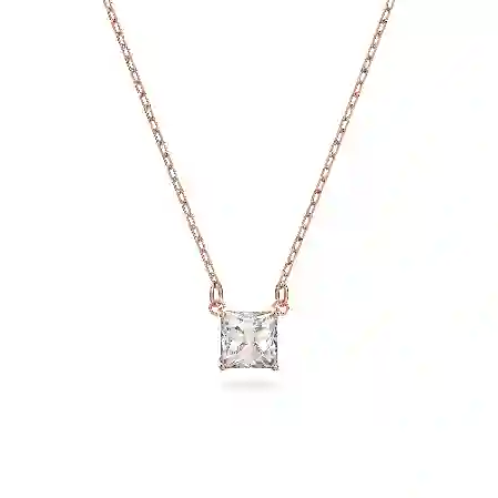 Resim Stilla Attract Kolye, Kare kesim, Beyaz, Pembe altın rengi kaplama