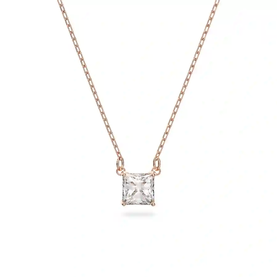 Resim Stilla Attract Kolye, Kare kesim, Beyaz, Pembe altın rengi kaplama