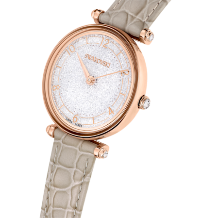 Resim Crystalline wonder Saat, İsviçre Üretimi, Deri kayış, Bej, Pembe altın rengi yüzey