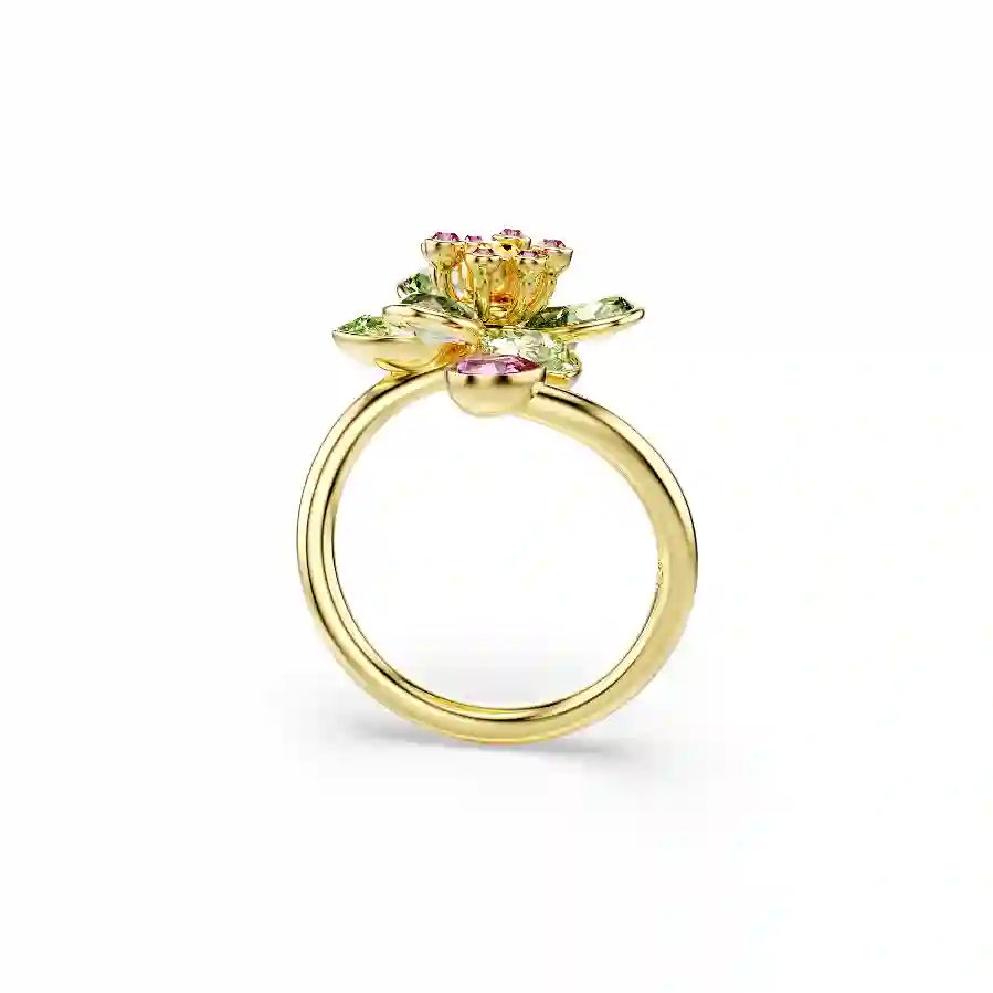 Resim Idyllia Açık Yüzük, Karışık kesimler, Çiçek, Yeşil, Altın rengi kaplama