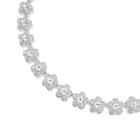 Resim Ariana Grande x Swarovski Kolye, Yuvarlak kesim, Çiçek, Beyaz, Rodyum kaplama