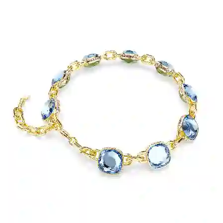 Resim Chroma Tennis kolye, Yastık kesim, Çok renkli, Altın rengi kaplama