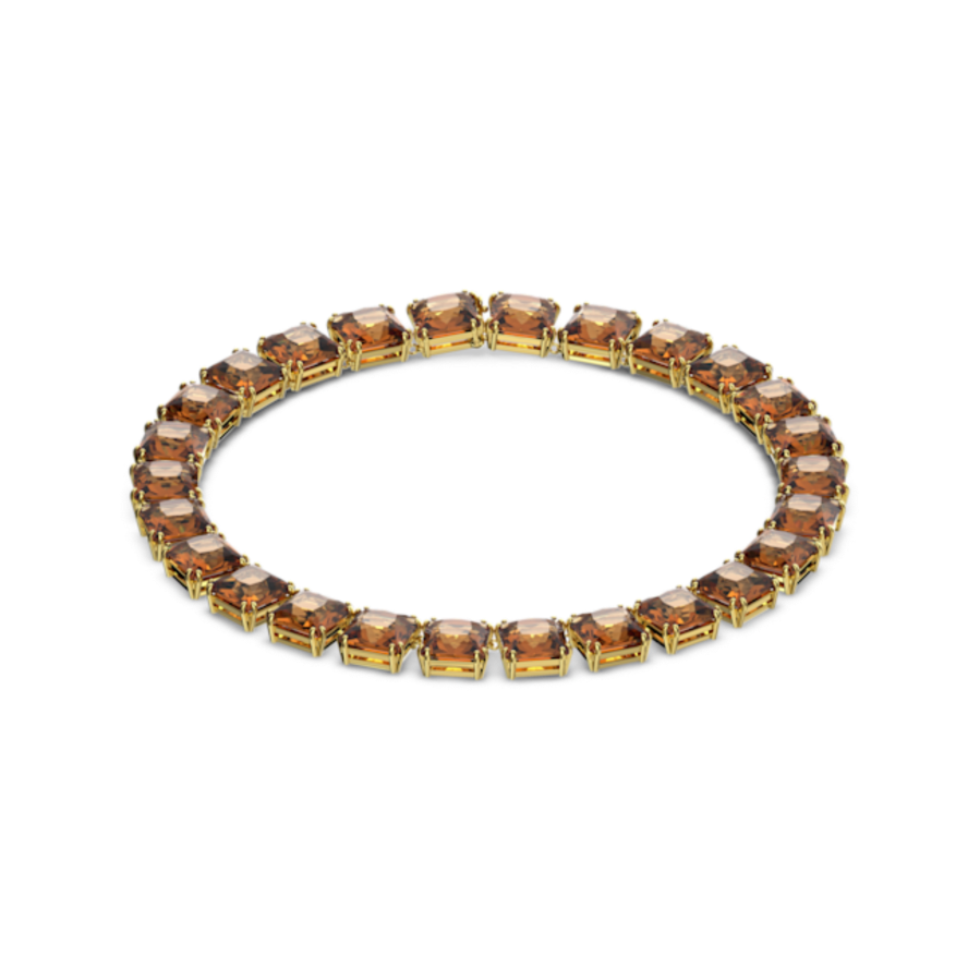 Resim Millenia Kolye, Kare kesim, Kahverengi, Altın rengi kaplama