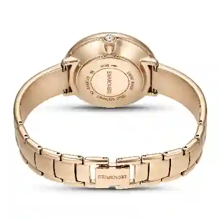 Resim Crystalline Bangle Saat, İsviçre Üretimi, Metal bileklik, Yeşil, Pembe altın rengi yüzey