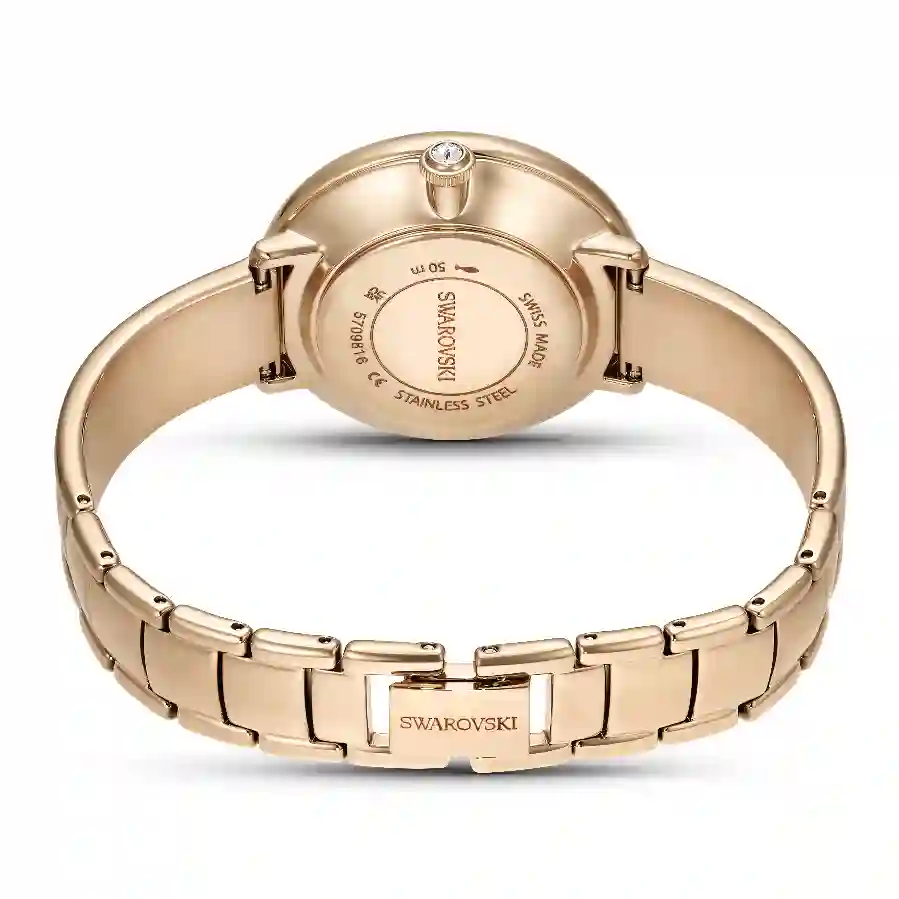 Resim Crystalline Bangle Saat, İsviçre Üretimi, Metal bileklik, Yeşil, Pembe altın rengi yüzey