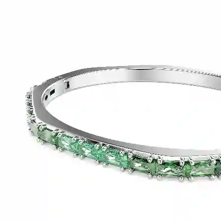 Resim Matrix Bileklik, Baget kesim, Sekizgen şekil, Yeşil, Rodyum kaplama