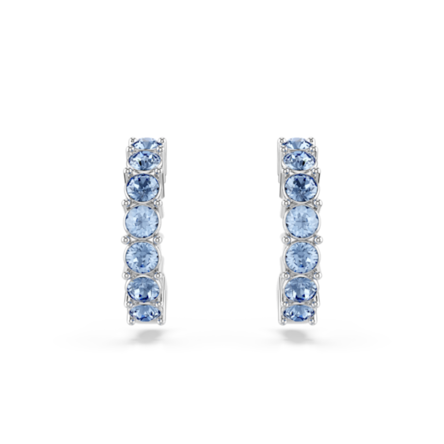 Resim Halka küpeler, Yuvarlak kesim, Mavi, Rodyum kaplama